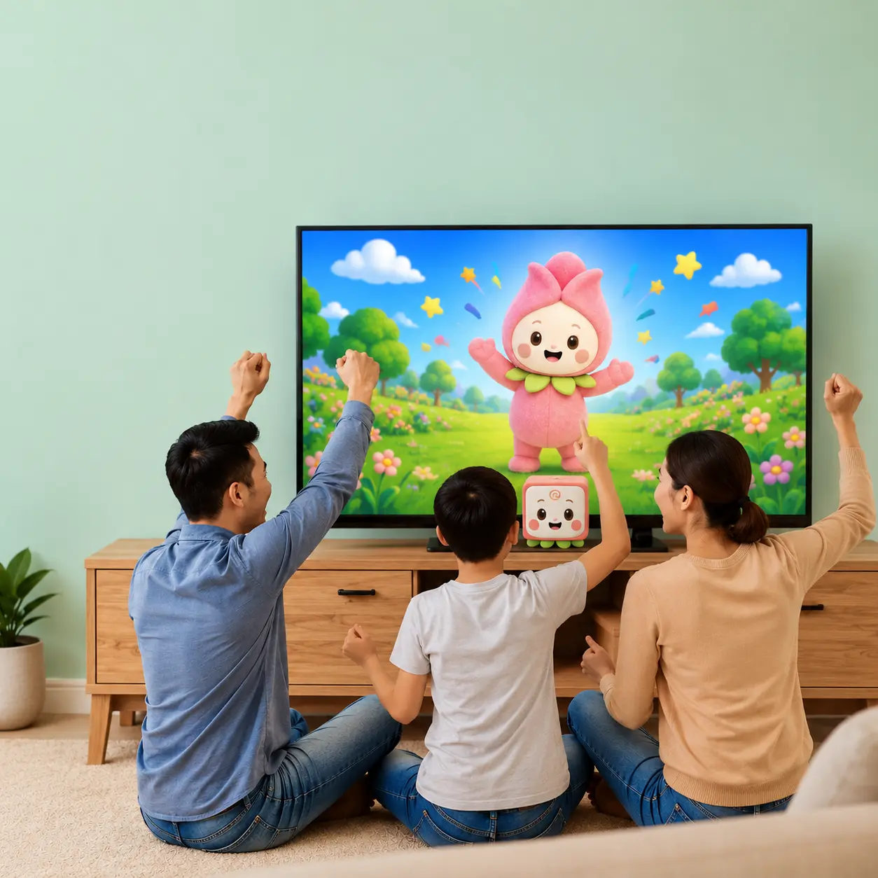 A family playing together